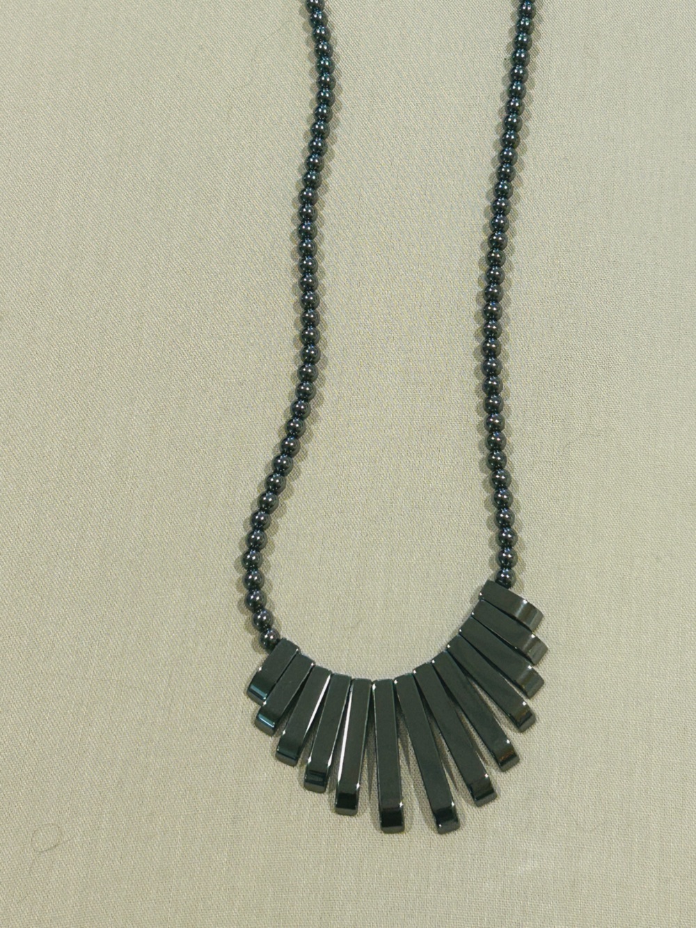 Men's Hematite Beaded Necklace - Dark Gray